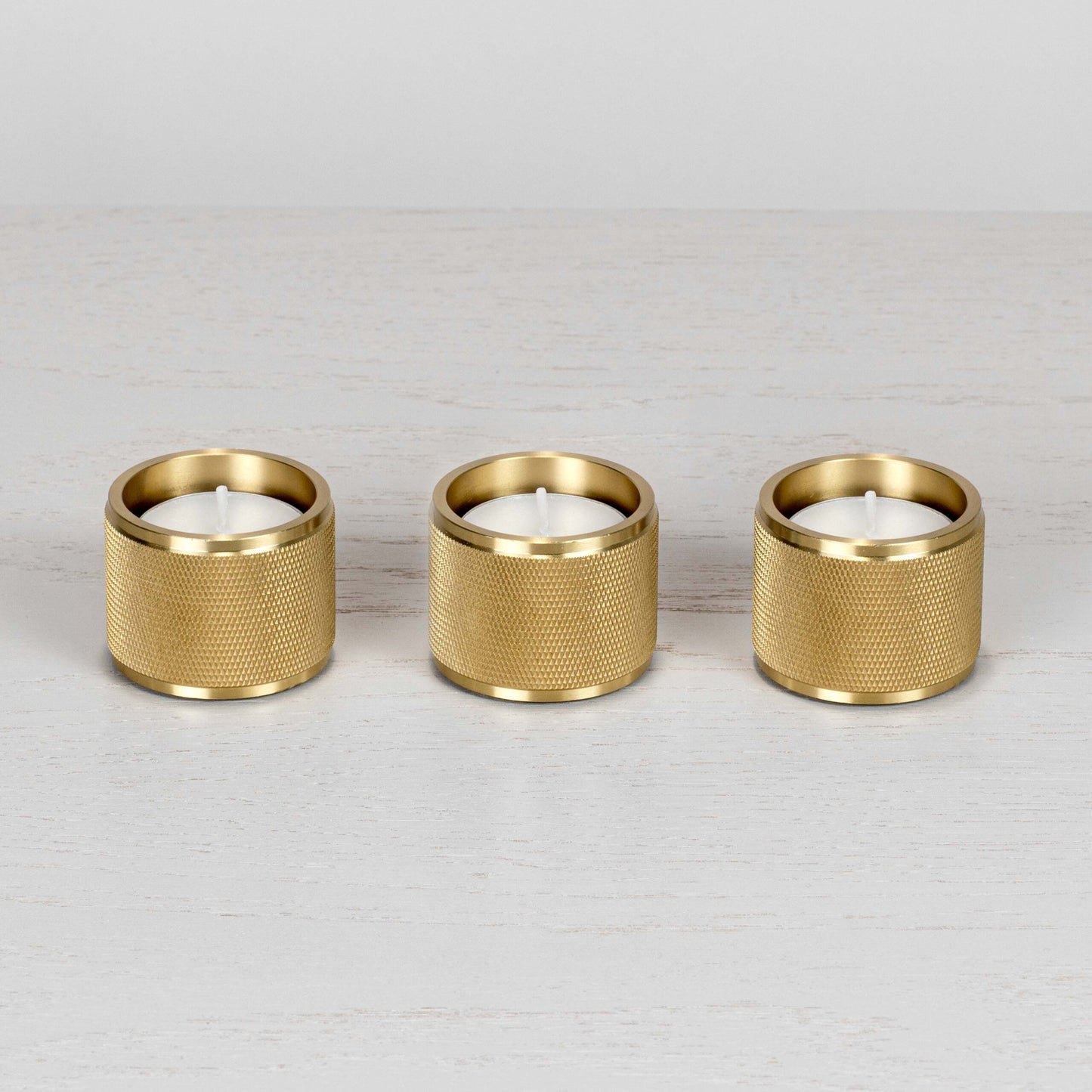 TEELICHT-KERZENHALTER / MESSING / 3ER-SET