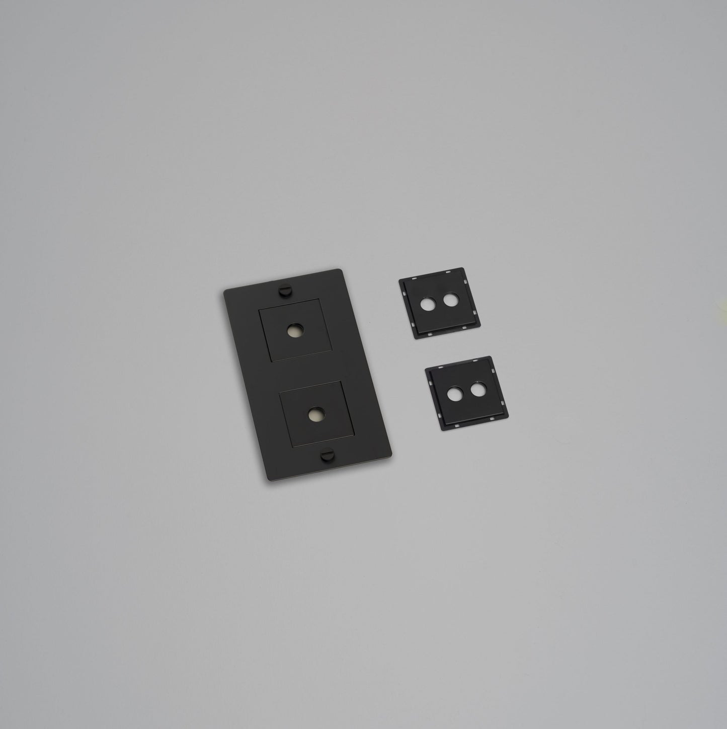 2G WALL PLATE / VERTICAL / WITH INFILLS / BLACK