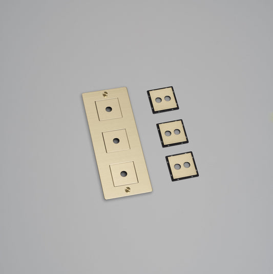4G WALL PLATE / VERTICAL / WITH INFILLS / BRASS