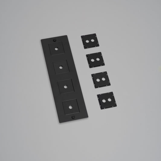 4G WALL PLATE / VERTICAL / WITH INFILLS / BLACK