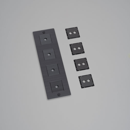 4G WALL PLATE / VERTICAL / WITH INFILLS / SMOKED BRONZE