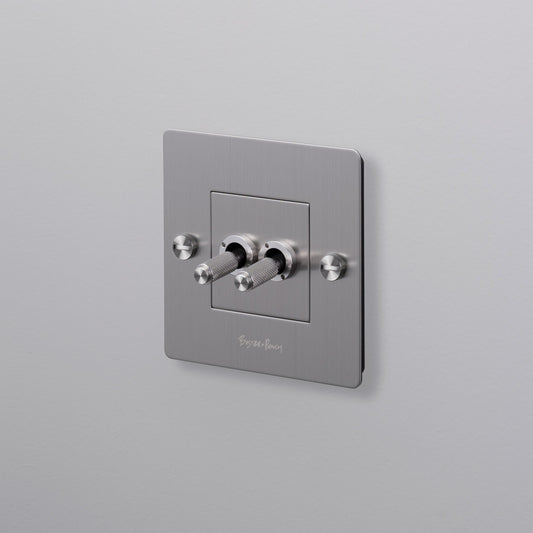 EU 1G DOUBLE TOGGLE SWITCH / STEEL