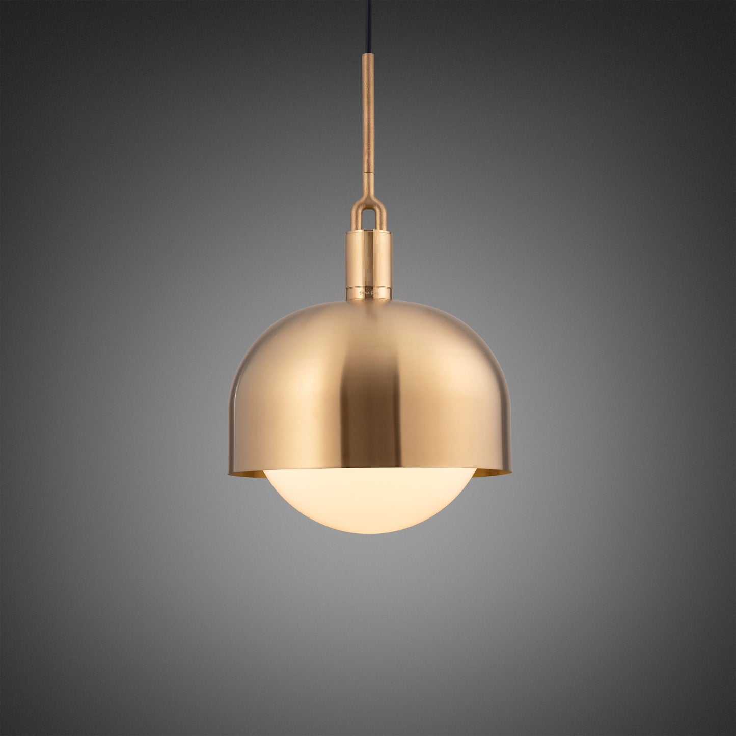 FORKED PENDANT / SHADE / GLOBE / OPAL / LARGE / BRASS