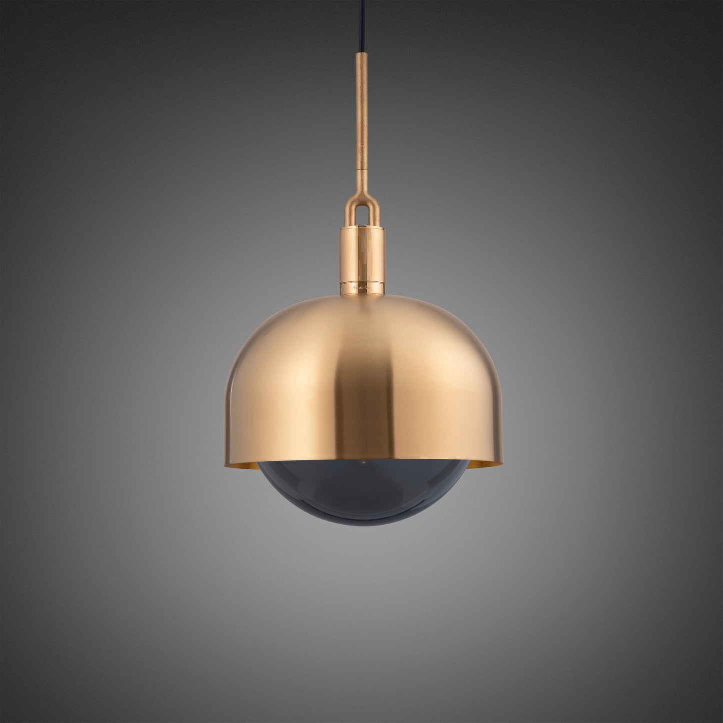 FORKED PENDANT / SHADE / GLOBE / SMOKED / LARGE / BRASS