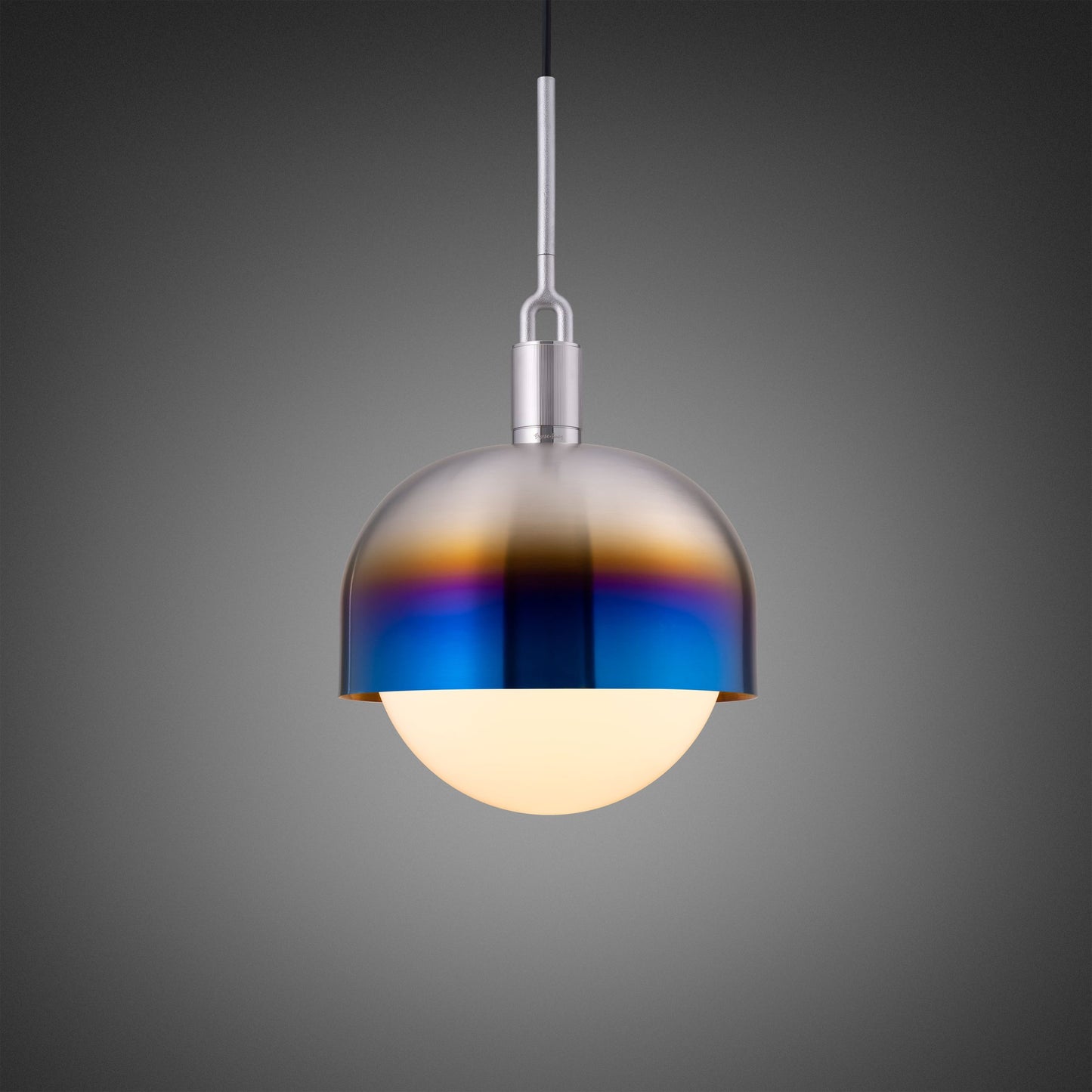 FORKED PENDANT / SHADE / GLOBE / OPAL / LARGE / BURNT STEEL