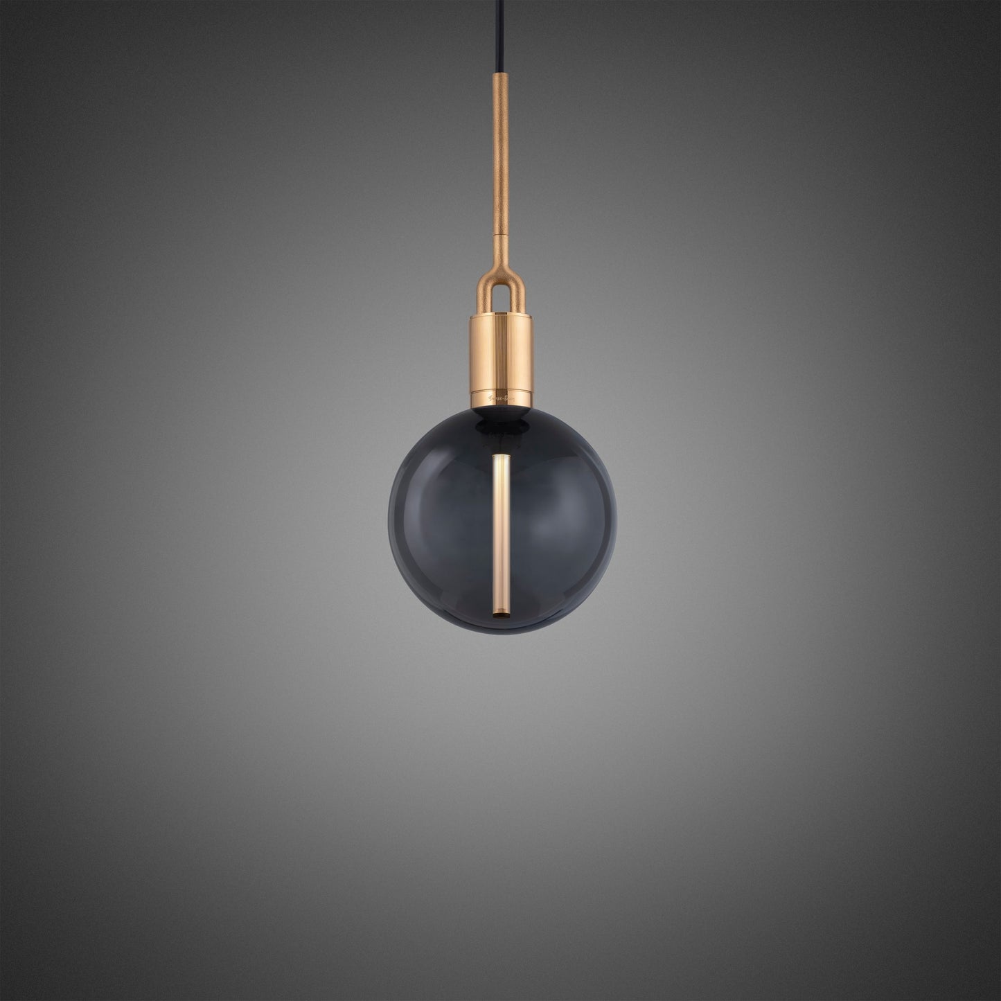 FORKED PENDANT / GLOBE / SMOKED / MEDIUM / BRASS