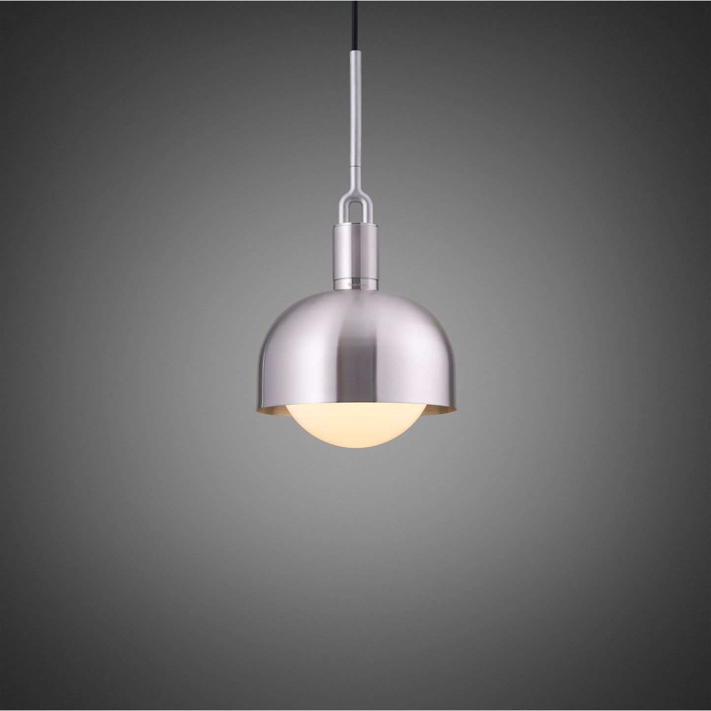 FORKED PENDANT / SHADE / GLOBE / OPAL / MEDIUM / STEEL
