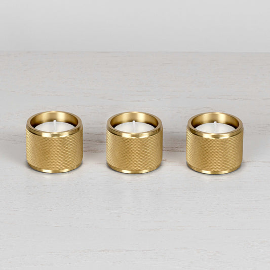 TEALIGHT CANDLE HOLDER / BRASS / SET OF 3