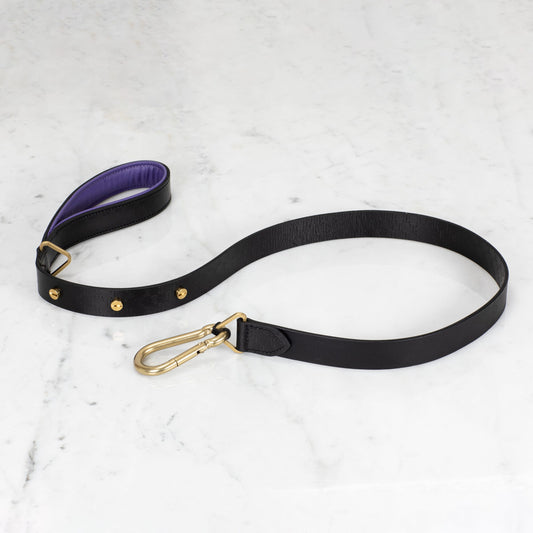 DOG LEAD / BLACK / PURPLE / BRASS (27MM)