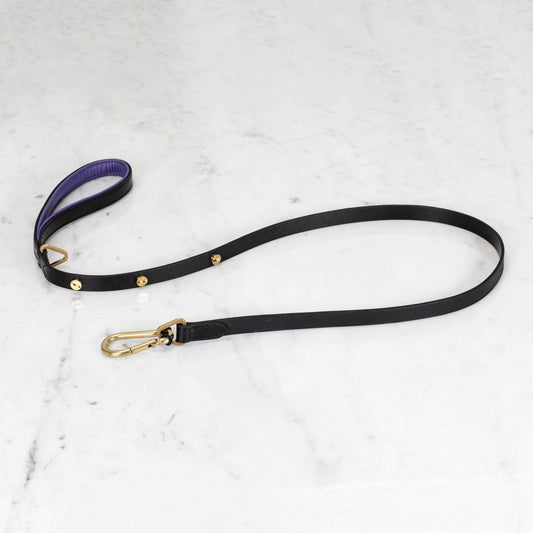 DOG LEAD / BLACK / PURPLE / BRASS (15MM)