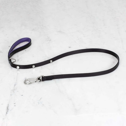 DOG LEAD / BLACK / PURPLE / STEEL (15MM)