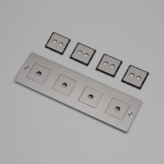 4G WALL PLATE / HORIZONTAL / WITH INFILLS / STEEL
