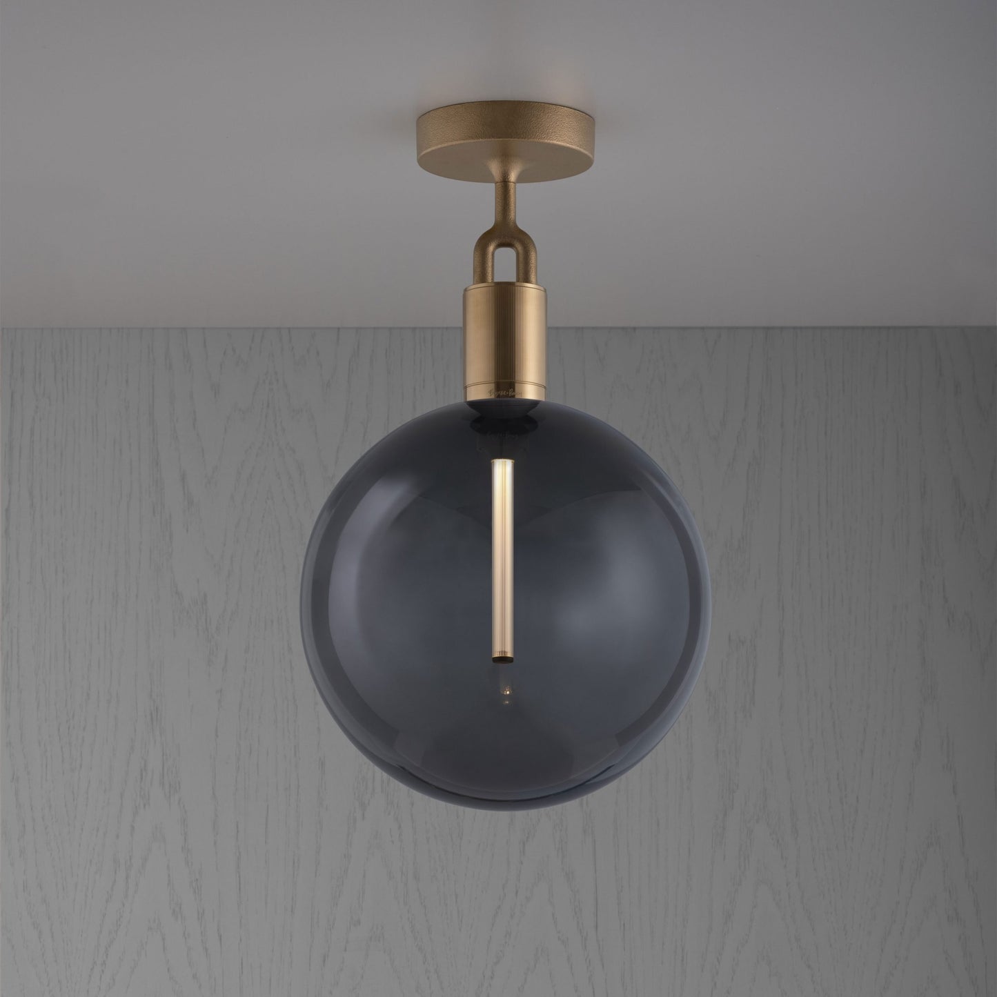 FORKED CEILING / GLOBE / SMOKED / LARGE / BRASS