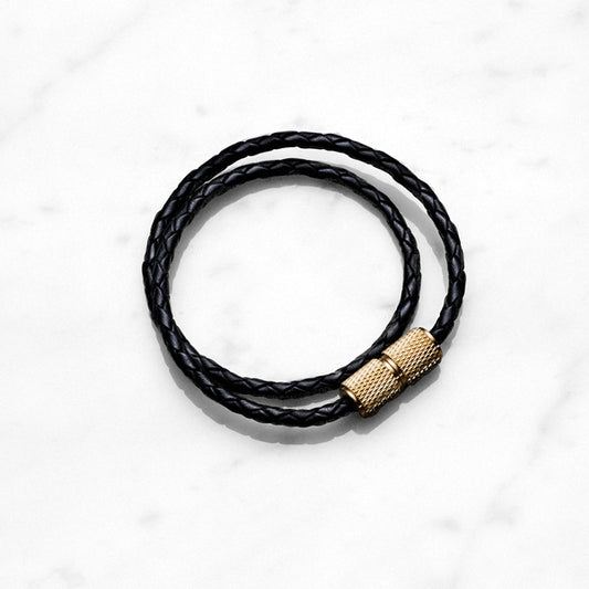 DOUBLE BRACELET / 40CM / BLACK / BRASS